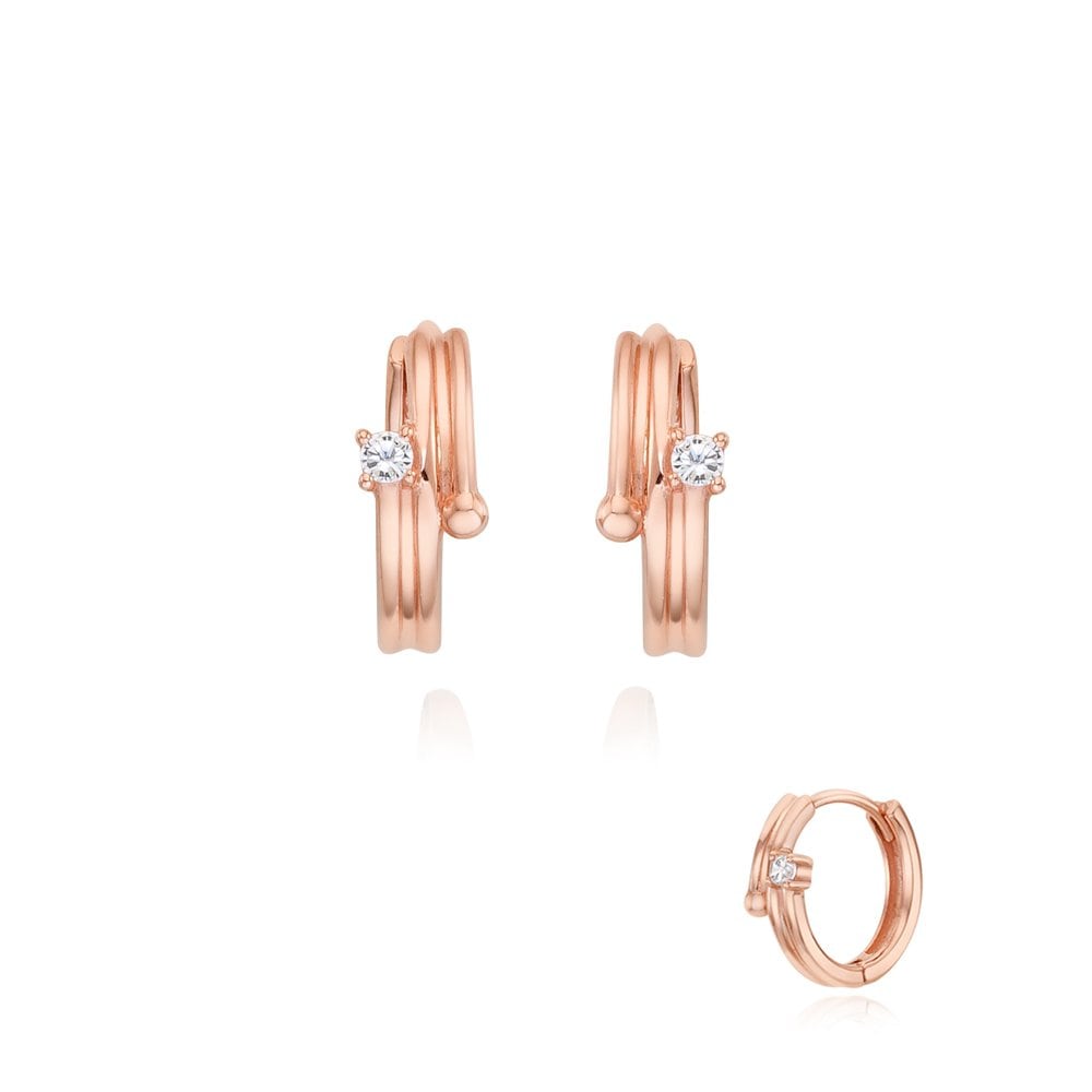 STONEHENGE Silver One-Touch Cubic Earrings Sc24B28E