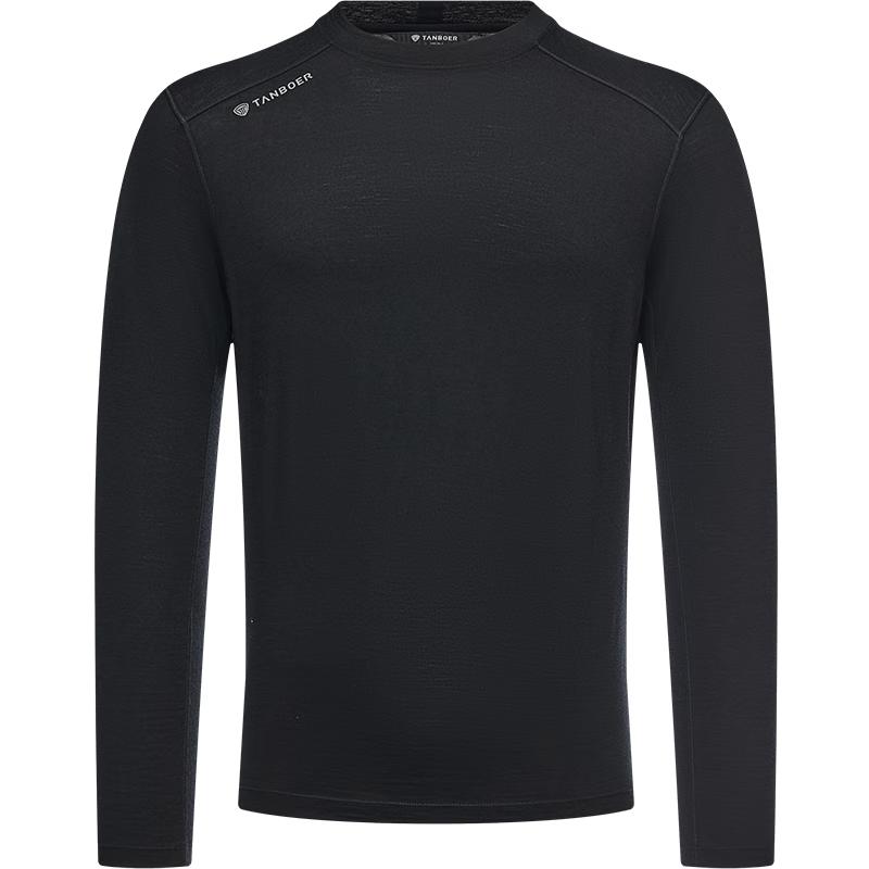 Tanboer Men s Round Neck 100% Wool Thermal Long Sleeve Top XL