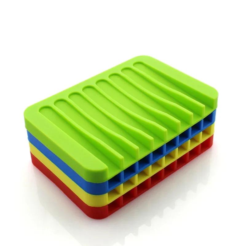 Home Improvement Bathroom Hardware Anti - Skidding Flexible Silicone Tray Soapbox Soap Dishes Plate Holder