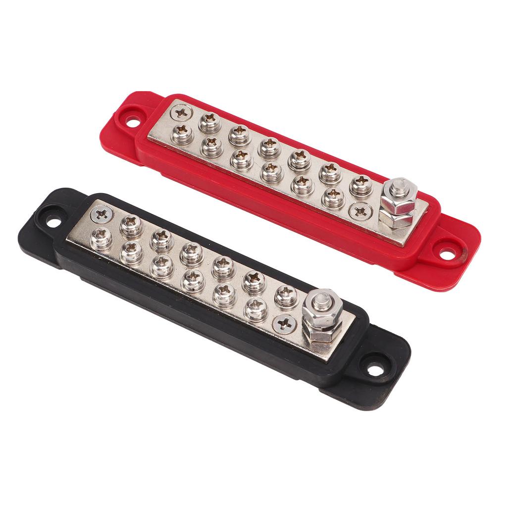 12 Terminal Power Distribution Block Bus Bar with Protective Cover 48V DC 180A for Cars RVs Ships Ya