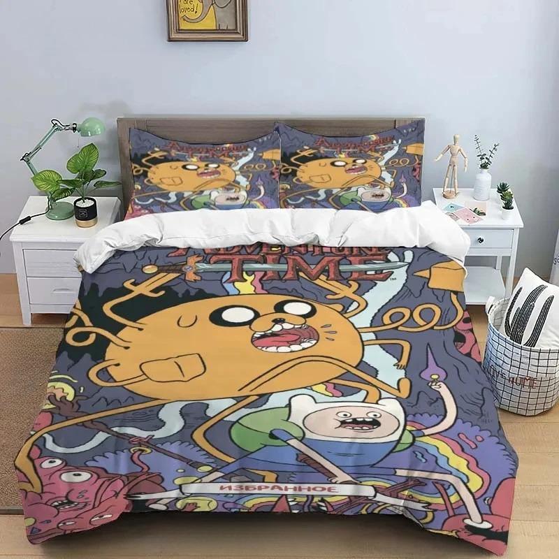 Premium Cartoon Adventure Time Finn And Jake Duvet Cover Comforter Bed Single Twin Full Queen Size 3D Youth Girl Boys Gift
