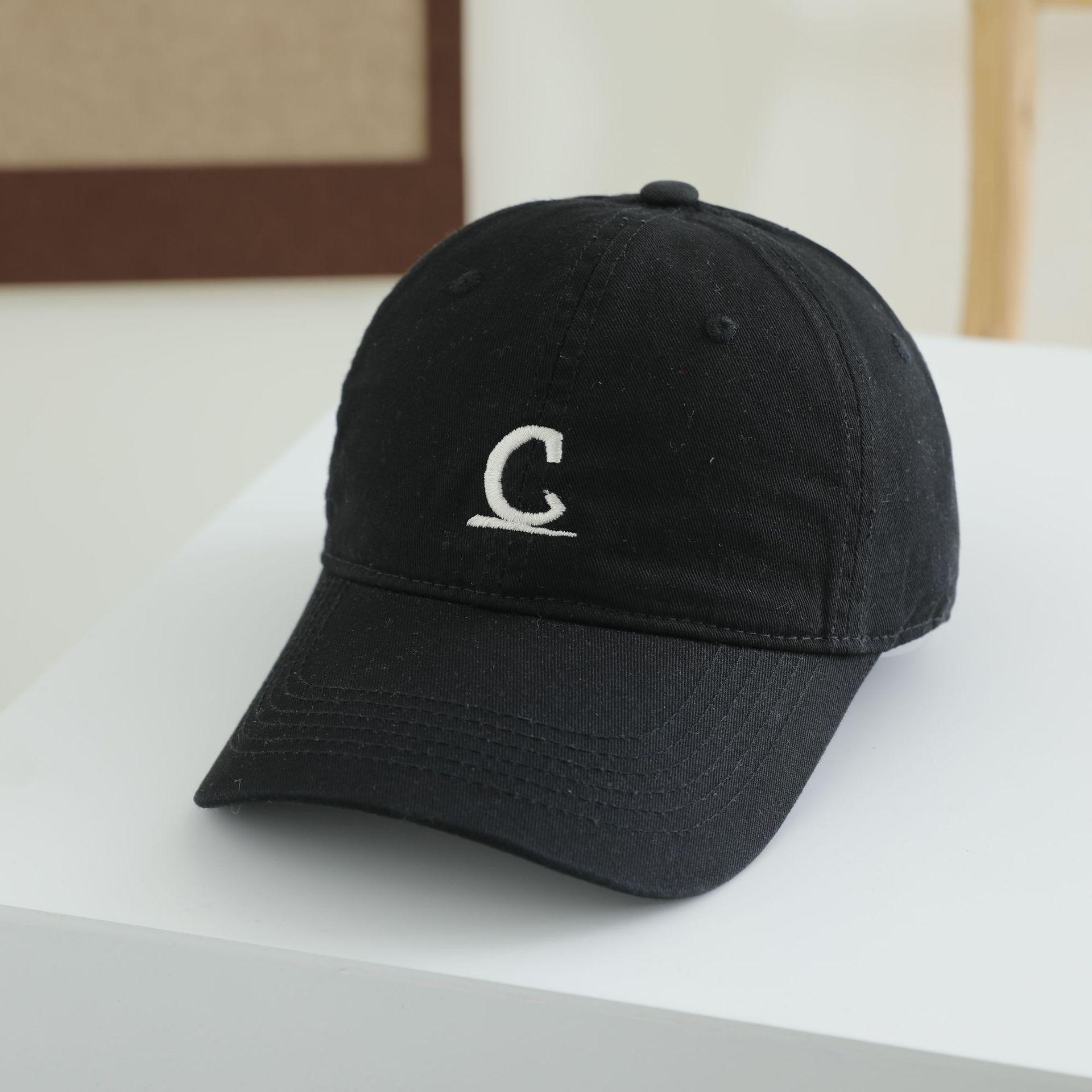 

Новая модная бейсболка с простыми буквами для мужчин и женщин, универсальная модная кепка для лица M（56-58cm） чёрный