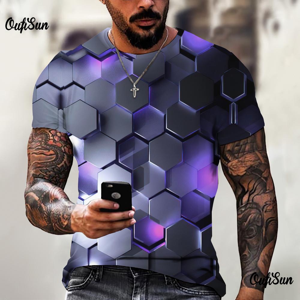 3D tričko pro muže Móda Hip Hop Topy do O Krátký rukáv Abstraktní Harajuku Pánská trička Nadměrná trička Košile Muž Oblečení