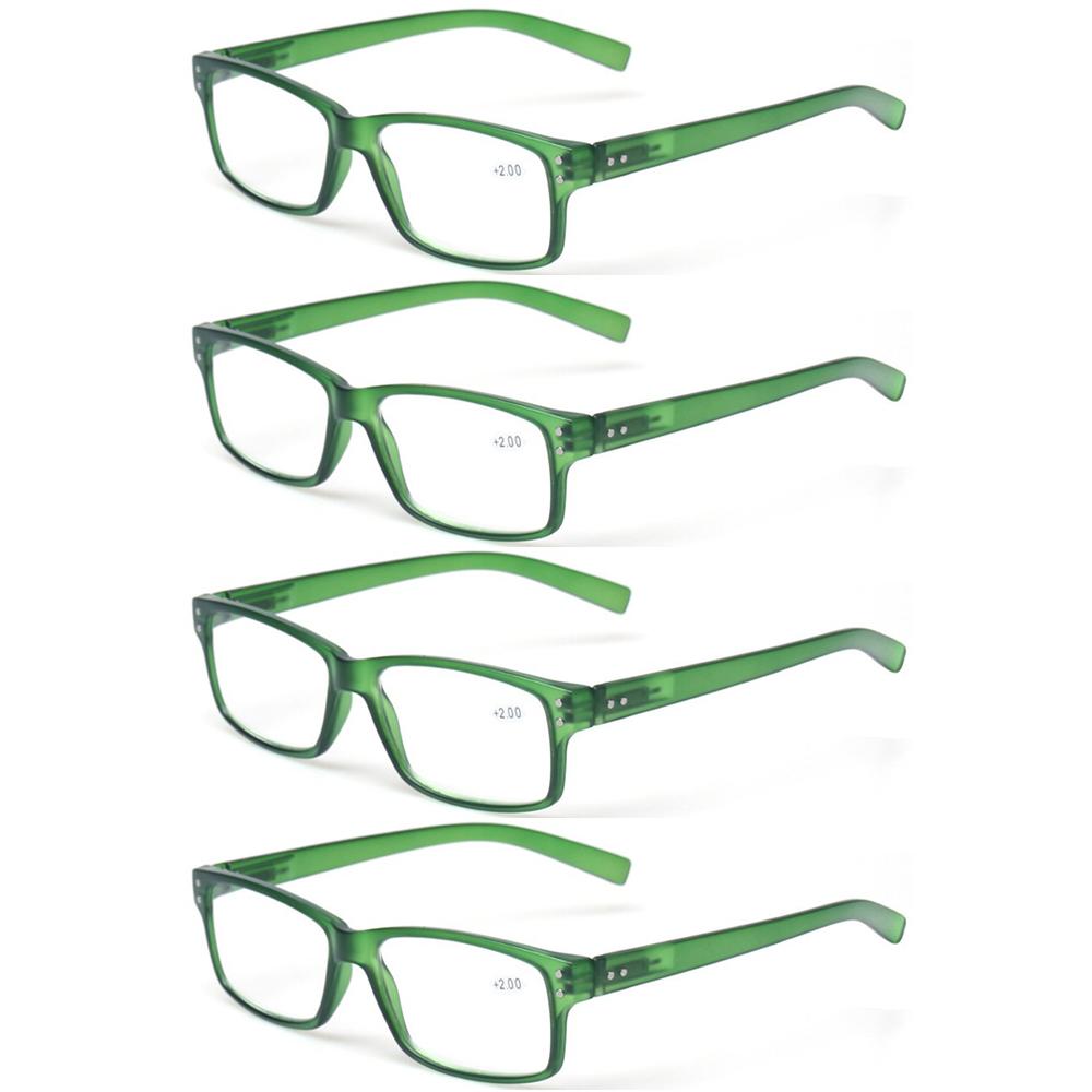 

Turezing 4 Pack Reading Glasses Spring Hinge Color Rectangle Frame Men Women Decorative Eyeglasses Prescription Eyewear 1.75