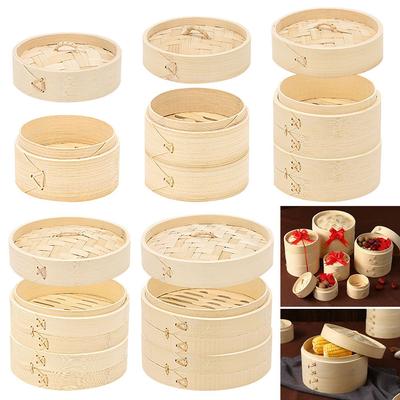 Cesta de Bambu Artesanal Natural Útil para Cozinhar no Vapor de Legumes Lanches Lembrança Cozinhadores de Dumpling