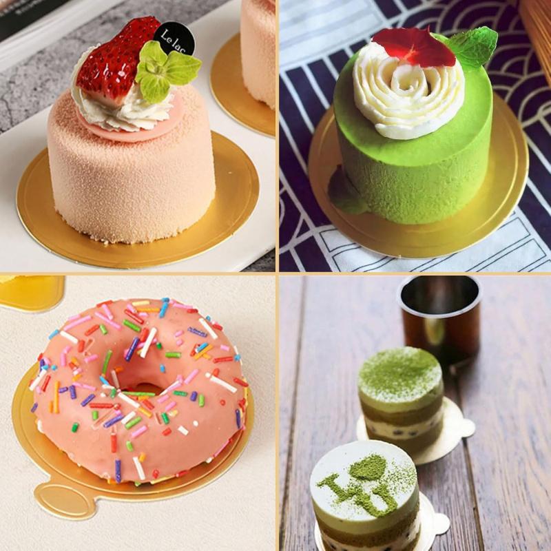 100/200PC Golden Cardboard Mousse Cake Base Round Cardboard Tray Pastry Dessert Display Mat Board Wedding Festival Cake Tool