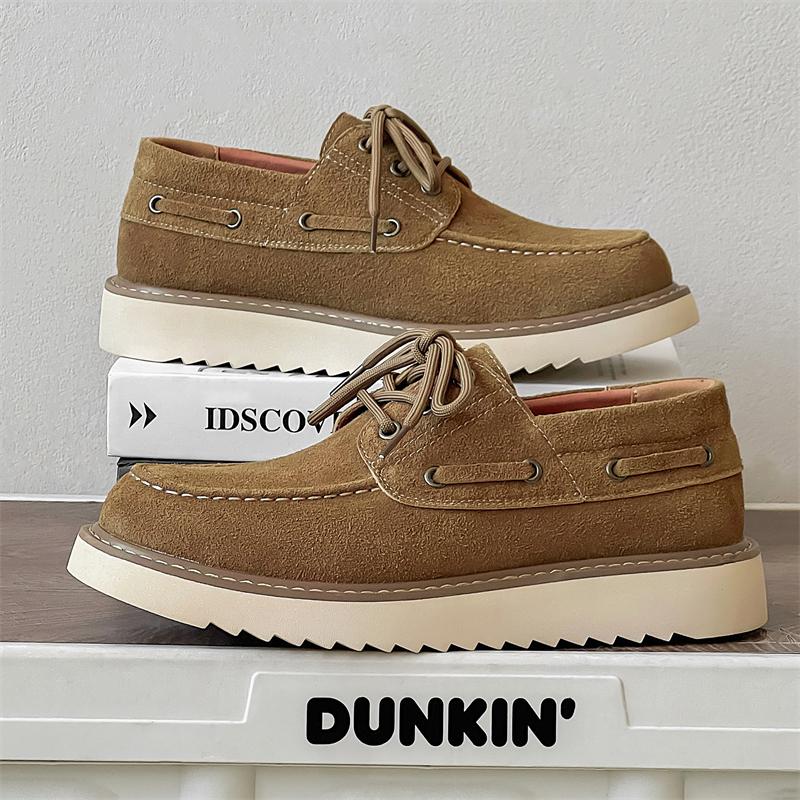 Fashion Suede Leather Mens Shoes Comfortable Casual Skateboard Shoes Solid Leisure Sneakers Lightweight Walking Shoes Man Dress Footwear