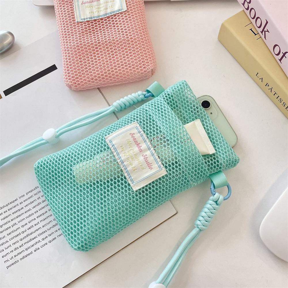 Sweet and Fresh Mobile Phone Bag for Women 2025 Summer New Style Cute Mini Shoulder Bag Crossbody Mesh Portable Cosmetics Bag
