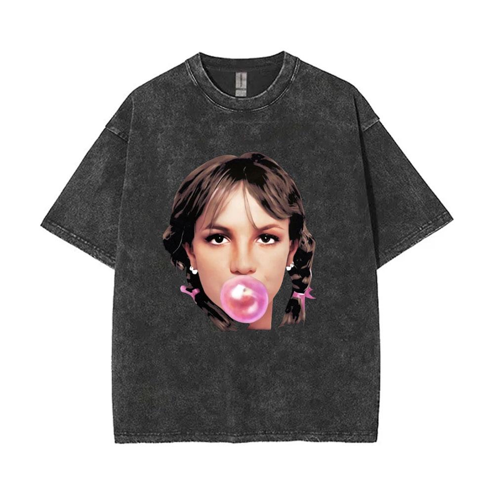 Limited Britney Spears Oops I Did It Again Tour  Vintage Washed T Shirt Summer Men Women High Quality Cotton Retro Tshirt