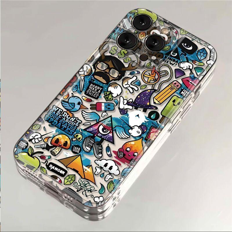 

Чехол для телефона Cartoon Graffiti для Apple iPhone16promax - мягкий силиконовый прозрачный противоударный креативный чехол для iPhone16/15/14/13/12/11/Pro/Plus/Promax Apple 13