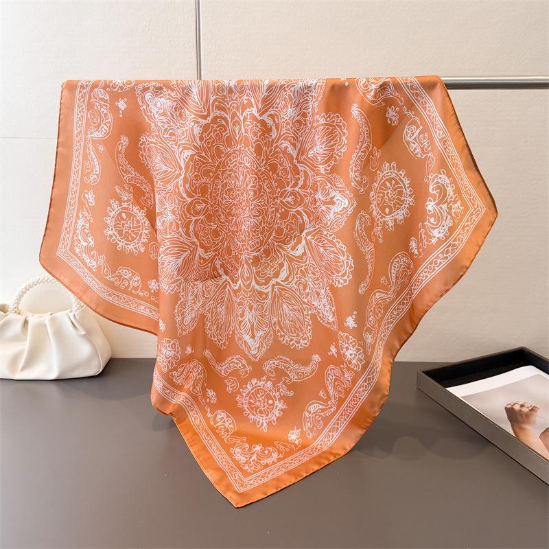 

2026 New Paisley Print Silk Square Scarfs for Women Decorate Headscarf Neck Tie Kerchief Lady Hijab Female Wraps Soft Head Scarf 66-70cm