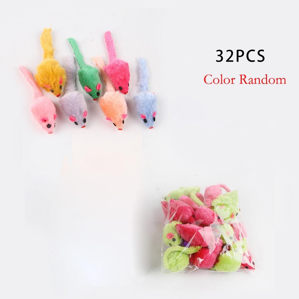 4/16/32/48PCS Bite Resistance False Mouse Pet Cat Simulation Color Kitten Cat Toy Cat Funny Playing Indoor Cat Game Supplies
