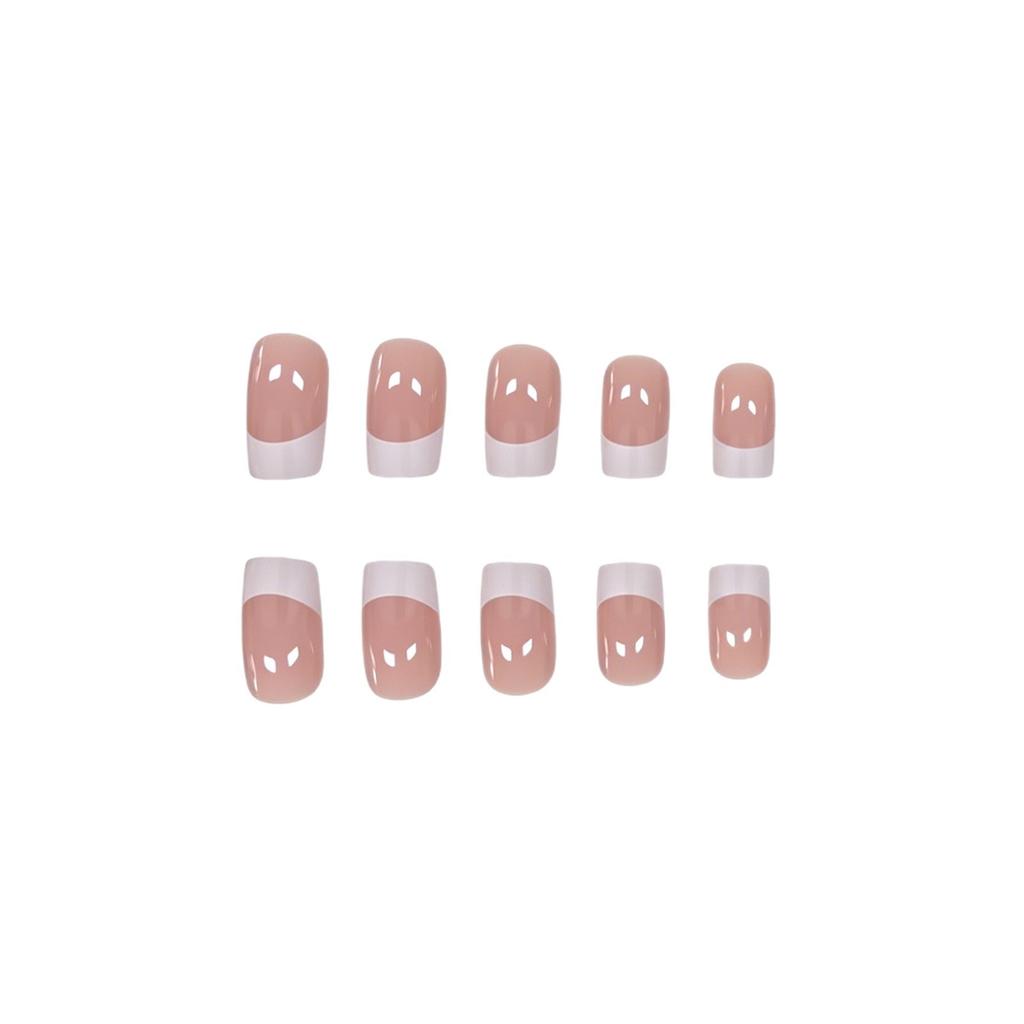 24 Stuks Nagellak Melkwit Breed Frans Ins Stijl, Zacht Temperament Middellang Vierkant Draagbare Nagels