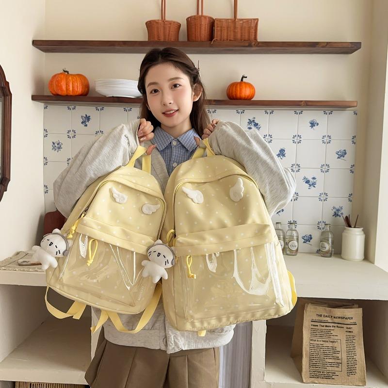 Korean version of polka dots cute angel wings girl heart sweet little backpack Mori small fresh junior high school girls backpack