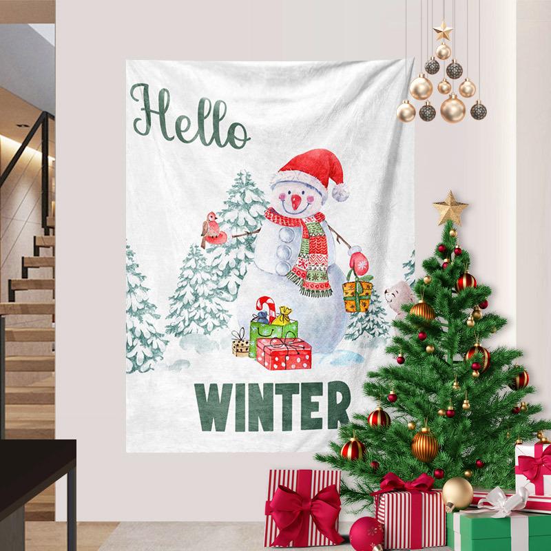 Cross-border Snowman Christmas Series Tapestry Digital Printing Hanging Cloth Foreign Trade