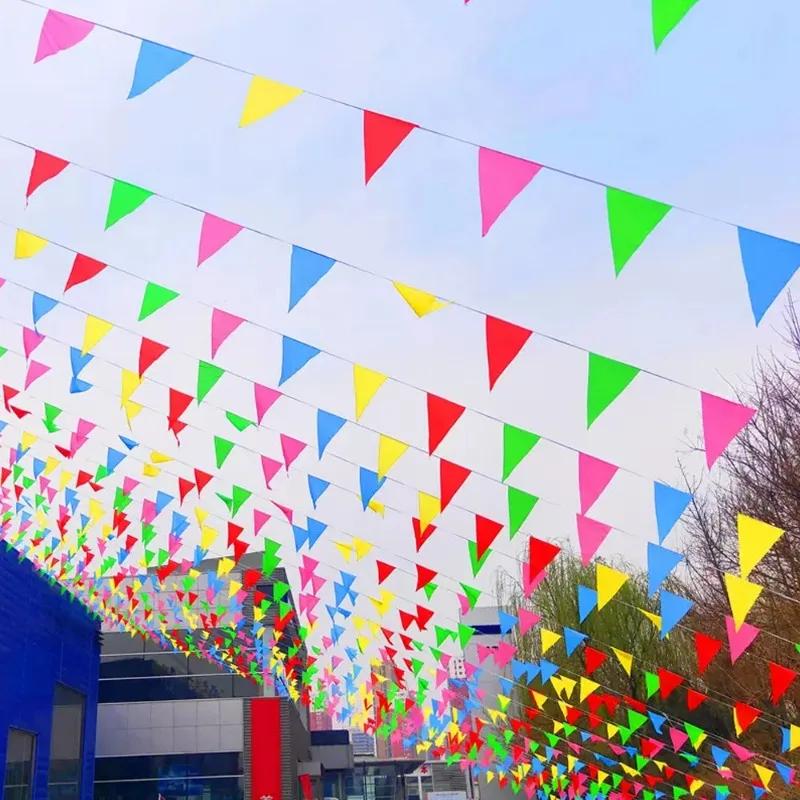 200/100/50M Colorful Triangle Flags Bunting Party Banners Pennant Flag for Outdoor Home Garden Wedding Shop Street Holiday Decor