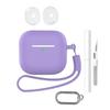 For AirPods 4 Earphone Silicone Case Set with Anti-Lost Keychain, Strap, Ear Tips, Cleaning Pen