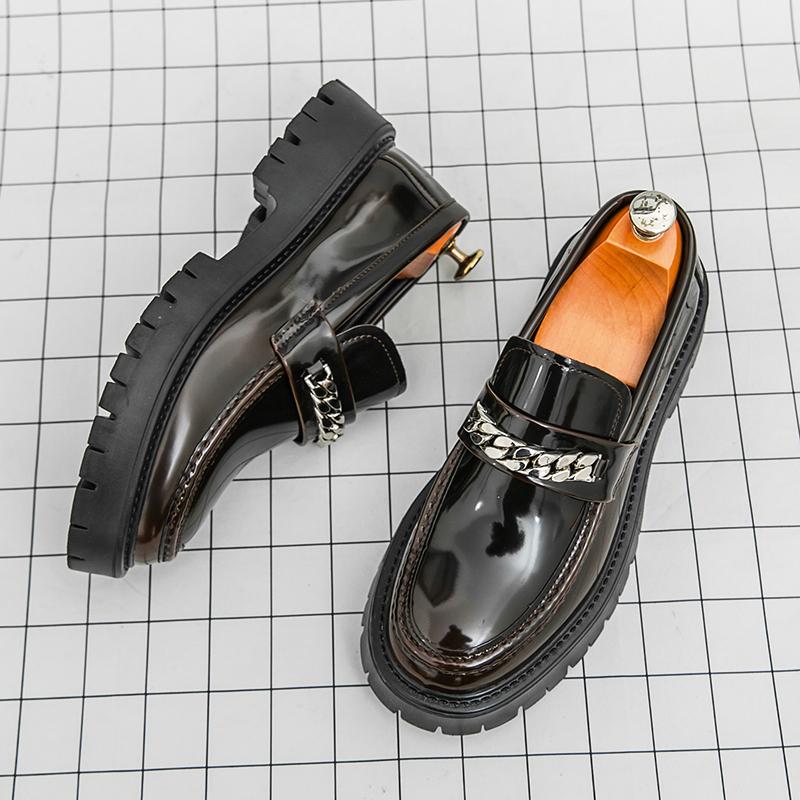 Fashion Hot Selling Men's Shiny Leather Shoes Europe America Thick Soled Height Increasing Banquet Formal Shoes Men's Business Shoes