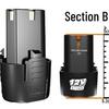 12V Rechargeable Lithium Drill Battery & Charger Set - B Model (Old Style)