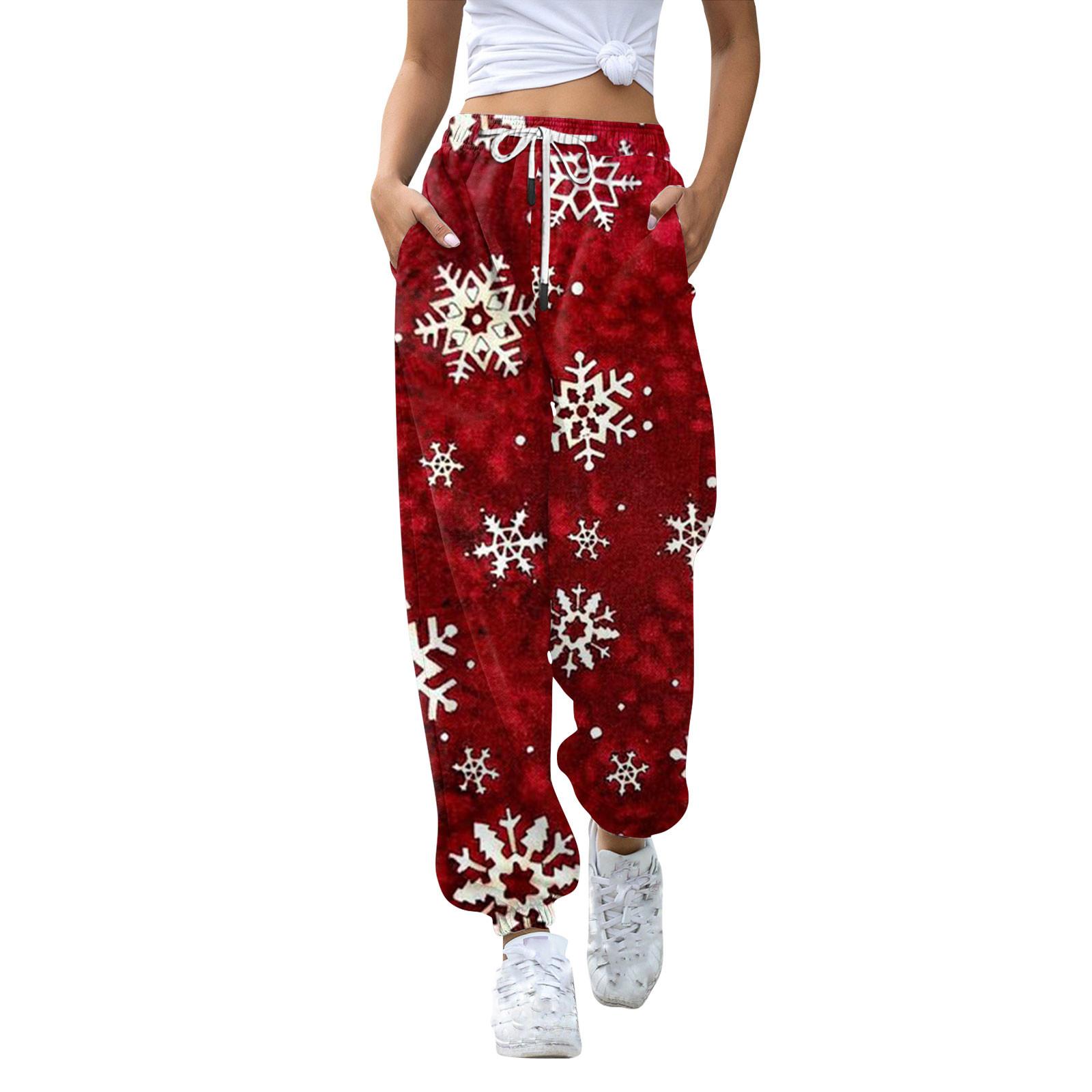 

Женские повседневные модные рождественские принтованные повседневные спортивные брюки с эластичной талией и завязками на шнурке XXXL