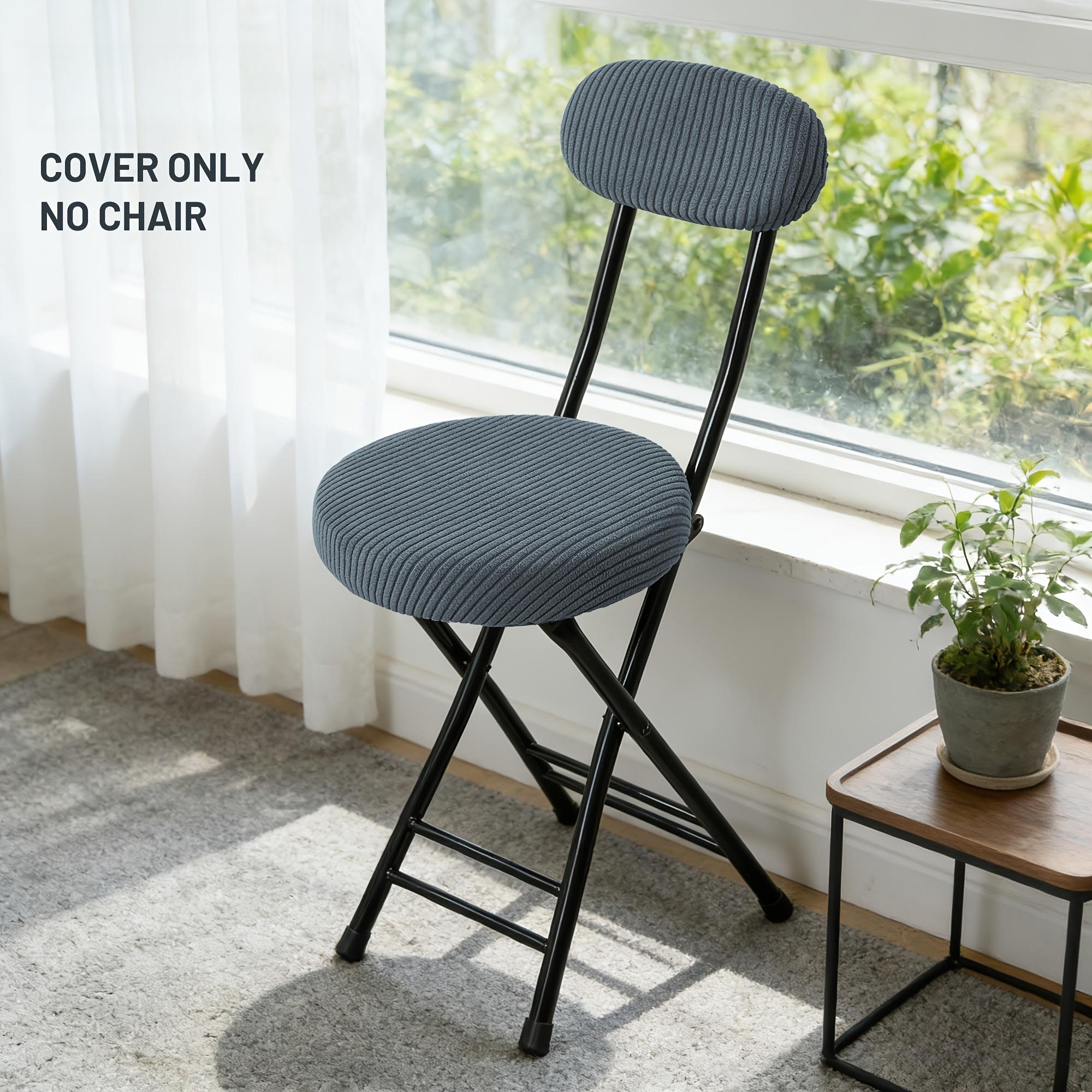 

2pcs Small Chair Covers with Backrest Folding Chair Cover Jacquard Elastic Round Stool Slipcover Seat Cushion Covers for Home 1seat(2pcs)