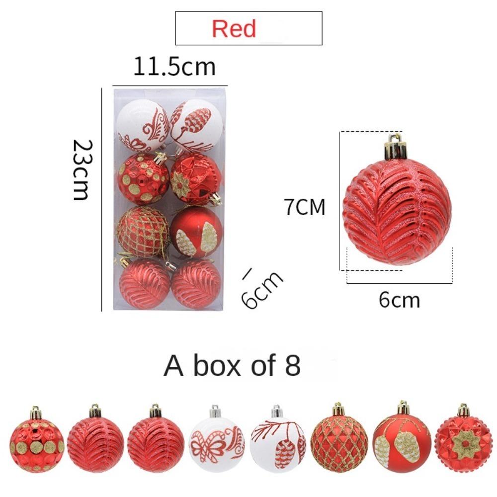 8PCS/Box Electroplated Painted Ball Christmas Tree Ornament Christmas Decorations