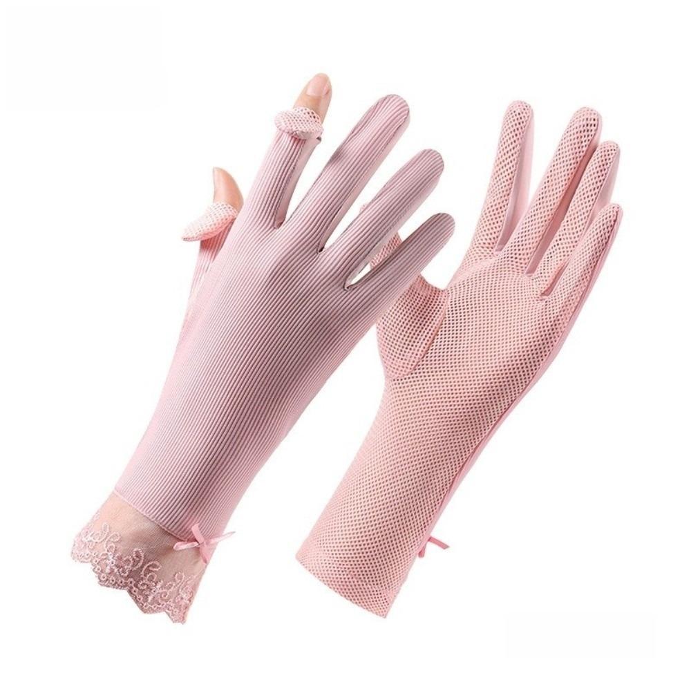 New UV Protection Sunscreen Gloves Breathable Thin Anti-UV Mittens Elastic Lace Touch Screen Gloves for Women Girls