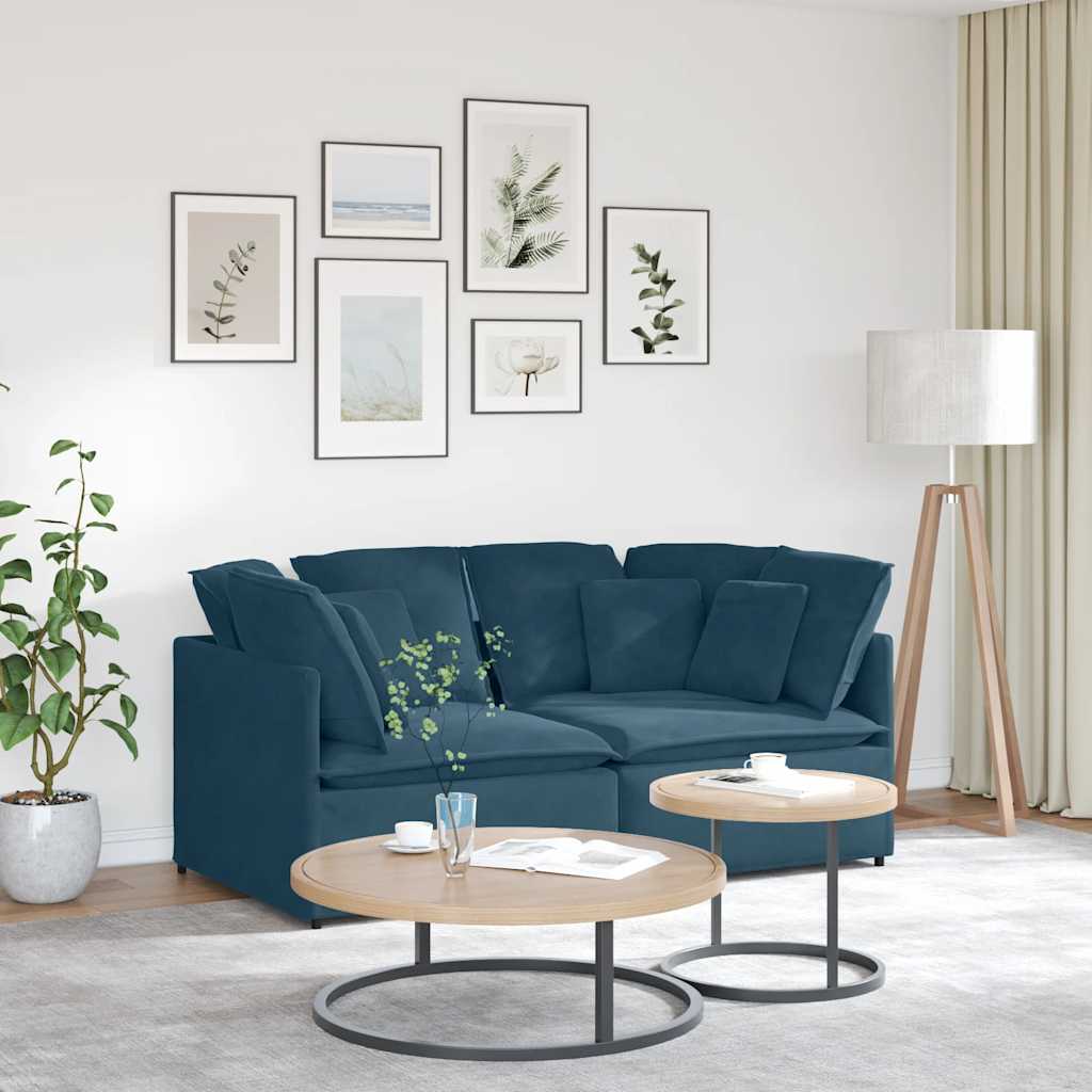Modular Sofa with Cushions Velvet Blue