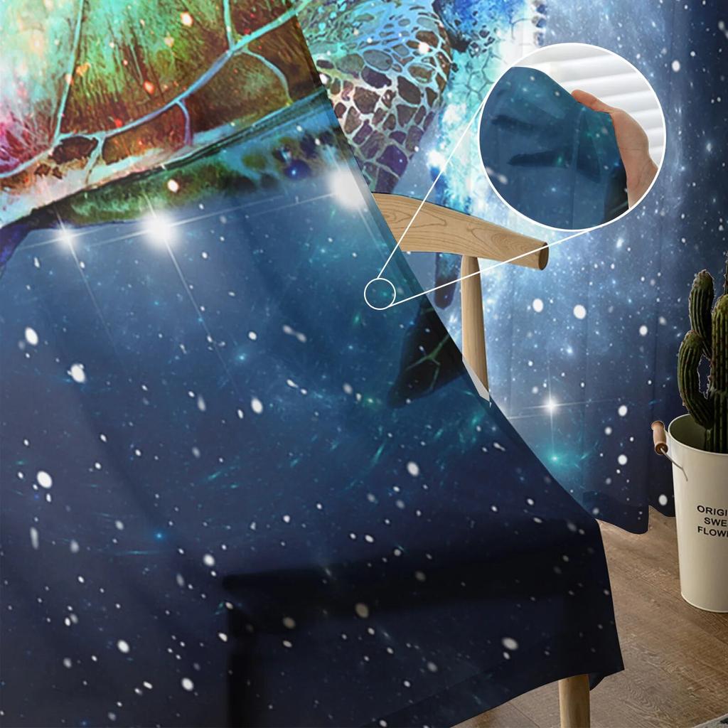 Star Sky Allmähliche Meeresschildkröte Chiffon Gardinen für Wohnzimmer Dekoration Fenster Voile Tüll Vorhang Vorhänge