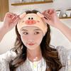 Soft and Absorbent Piggy Heart Headband for Daily Skincare and Makeup Removal Soft Plush Furry Hairband
