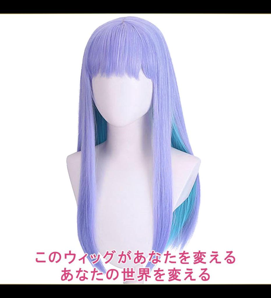 CaseEden Cosplay Light Purple Light Set of 2 Wig Nets Wig, Smooth, Long, Heat-Resistant, & Blue,
