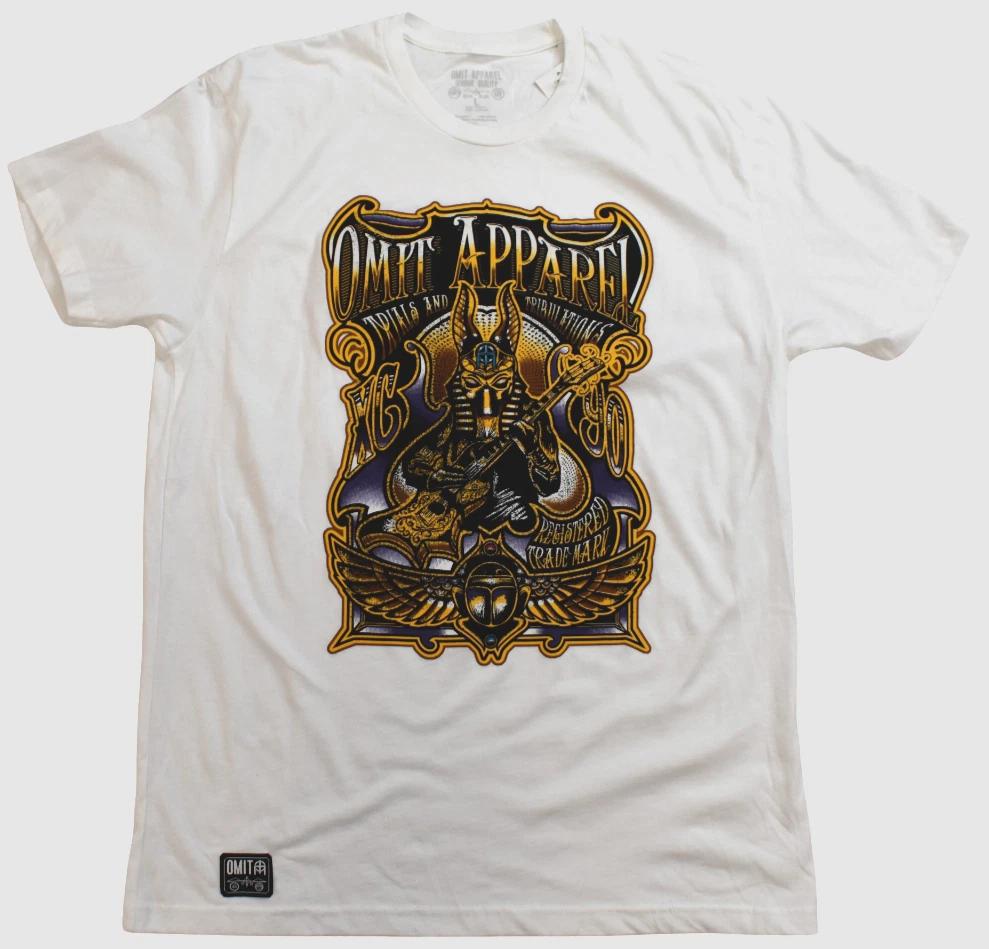 Omit Mens Trails And Tribulations Egyptian God Anubis White Shirt New Large XL