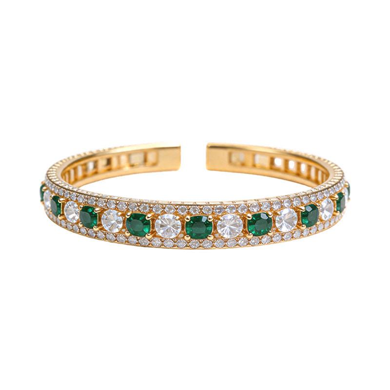 Geometric Copper Bracelet With Zirconia Stones For Fashion Women Gift