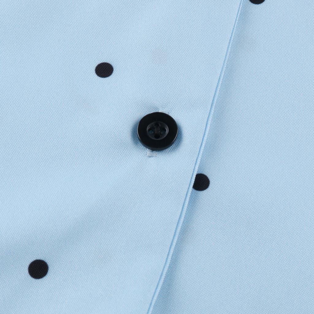 Chemise décontractée à pois pour femmes, simple boutonnage, coutures à revers, manches longues, ample en mousseline de soie