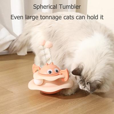 Cat Ball Track Toy Interactive Bee Shaped Cat Tower with Roller Ball Turntable Tumbler Cat Toy with Spring Pompom Ball for Indoor Cats