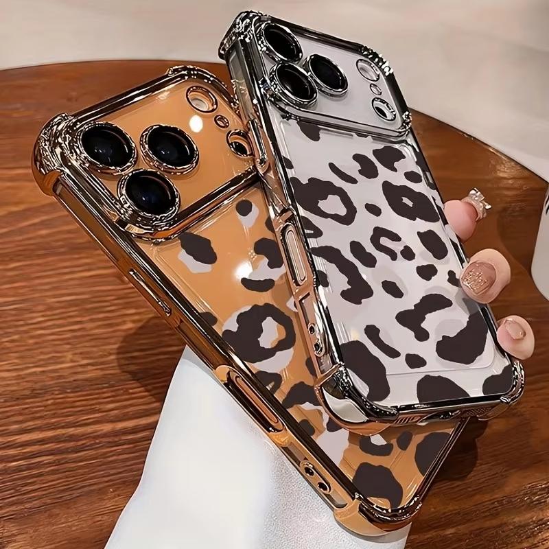 Leopard Print Pattern Electroplated Shockproof Phone Case For Samsung Galaxy S23 S24 S25 S26 Ultra S22 S21 Plus FE Cover