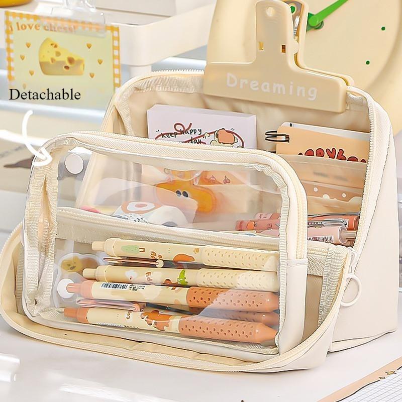 1pcs Simple Nine-layer Large Capacity Pencil Bags Double-sided Detachable Pencil Box Multi-functional Stationery Storage Bag
