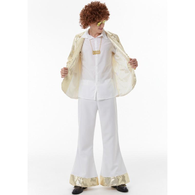 Halloween carnival, retro men's disco stage performance Dico party dance costume