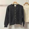 Dark Gray Small Gold Buckle Solid Color Versatile Sweater Knitted Cardigan Women's Autumn Coat Top