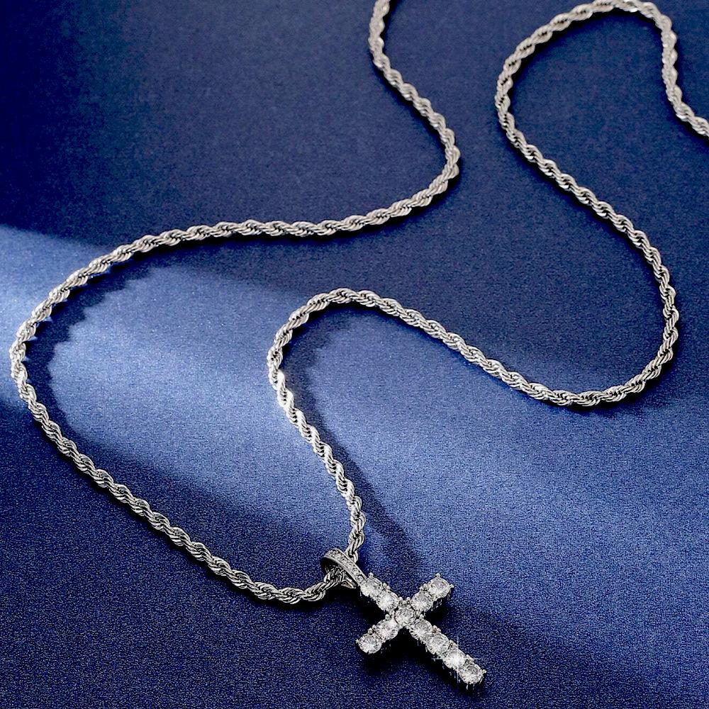 American Cross Twist Chain, Men's Simple Jewelry, Casual Hip-hop Necklace Pendant.