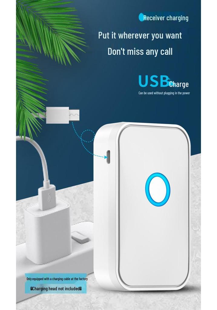 Waterproof Wireless Doorbell with Loud Ring, Rechargeable Call Button for Elderly, Emergency Alert Device, Home Use.