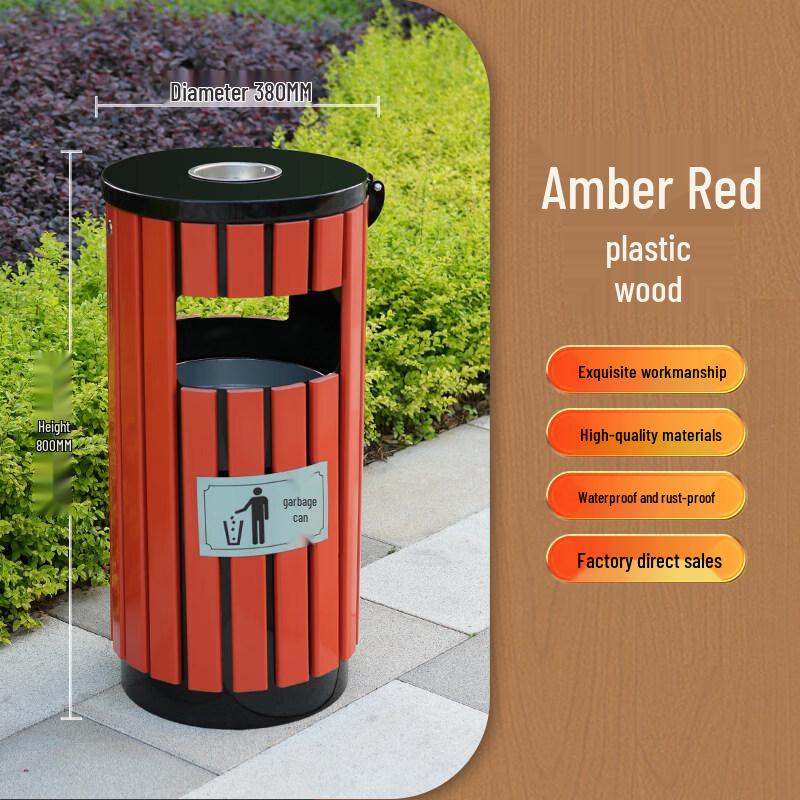 Steel Wood Outdoor Waste Bin