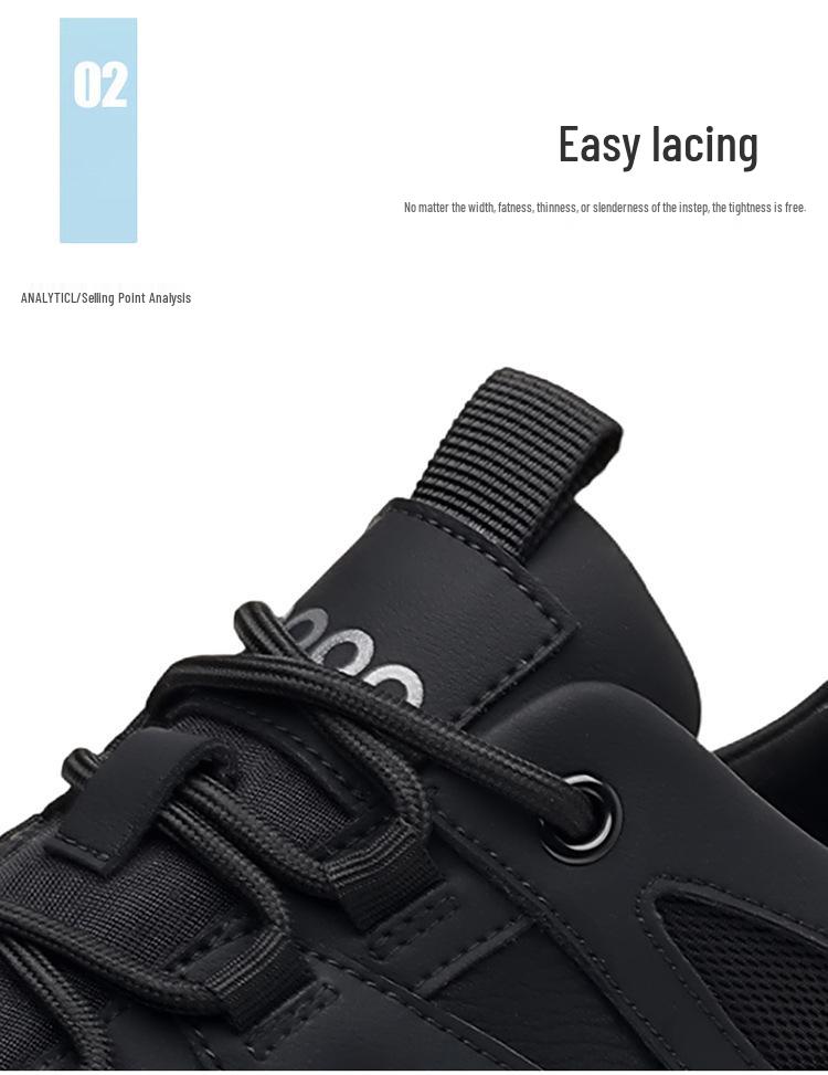 2025 Autumn Sports Casual Mesh Shoes: Breathable Black Leather for Men & Women