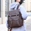Large Capacity PU Leather Backpack Waterproof Travel Bag Unisex Belt Buckle Backpack  Casual Outing
