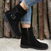 Women's Round Toe Lace-Up Ankle Boots, Side Zipper Low Heel Martin Boots, Plus Size Fall Winter Shoes