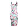 In stock, the new hot-selling slim-fitting and thin suspender printed medium and long dress OM