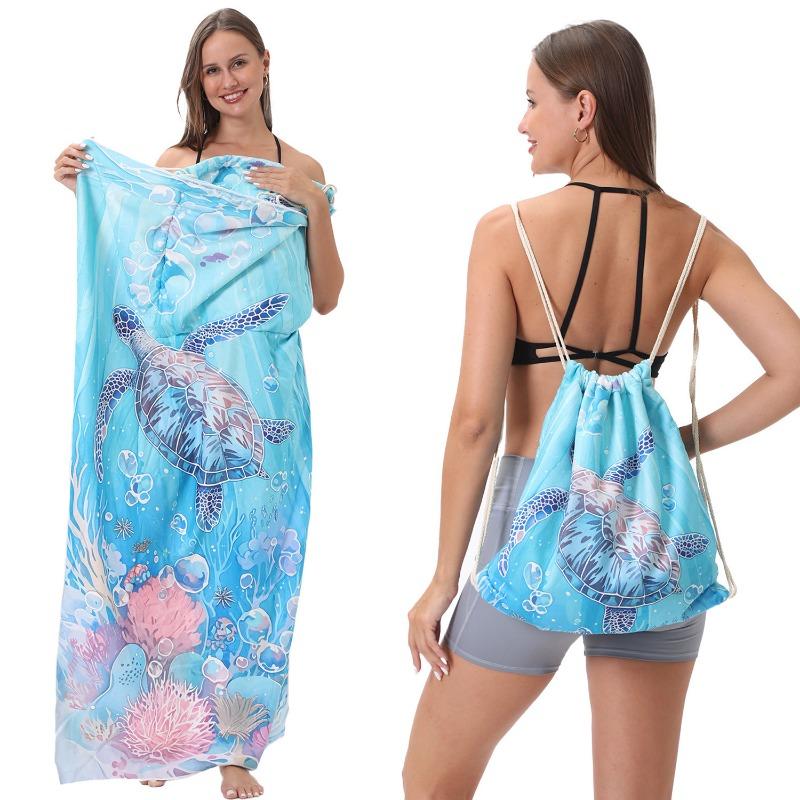 

1PC two-in-one foldable beach towel printed bath towel integrated beach towel integrated package can store storage 70*140 [available in stock]