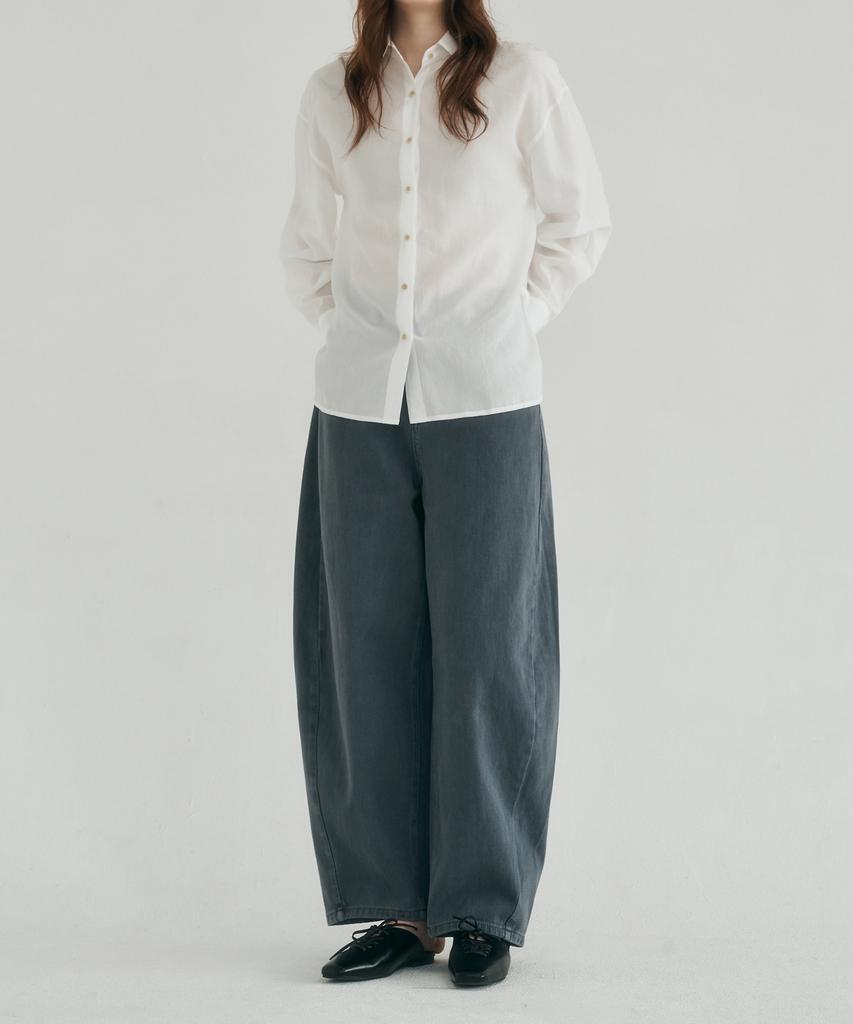 LOSSYROW Curved Wide Denim Pants Blue Charcoal