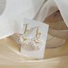 Temperament Long Fresh Pearl Flower Combination Earrings Inlaid With Zircon Gentle Sweet Cold Wind Female Stud Earrings