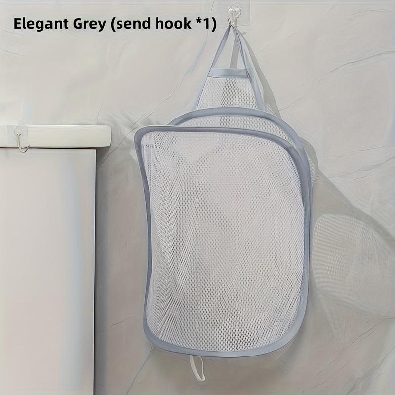 

[Складная корзина для белья] 1 шт. Складная сетчатая корзина для белья | Настенный органайзер для хранения для ванной, спальни, прачечной серый